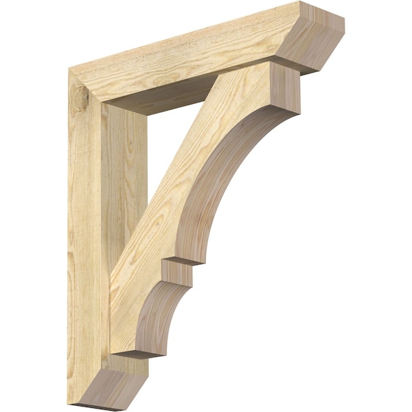 Ekena Millwork Balboa Slat Rough Sawn Bracket w/ Offset Brace, Douglas Fir, 6"W x 26"D x 30"H BKT0604X26X30BOA06RDF - main